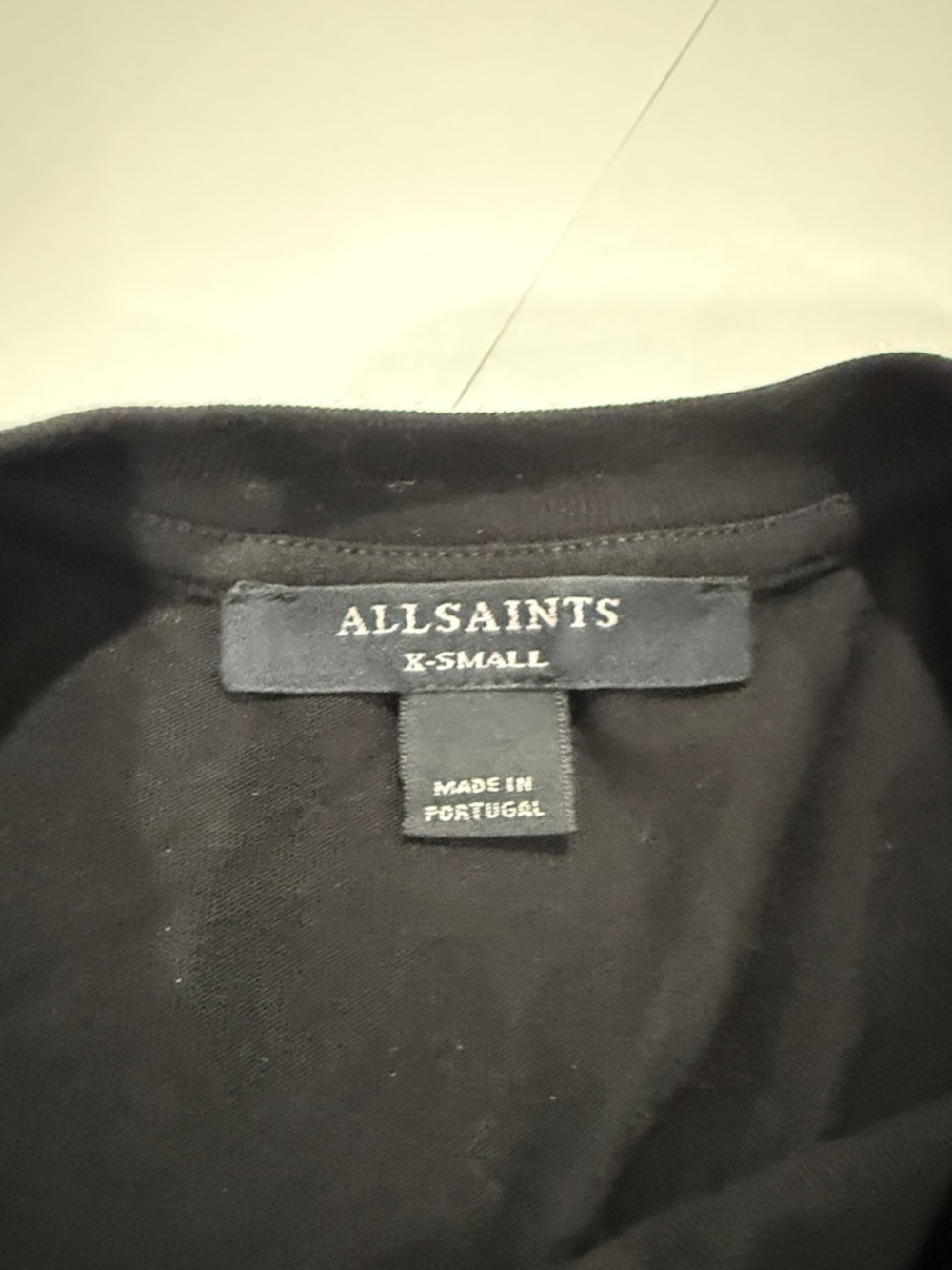 AllSaints Black Tee Dress Side Ruched XS New - Picture 2 of 3